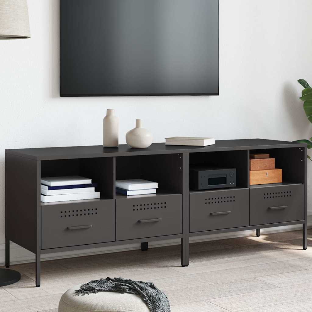 2 Piece TV Cabinet Set Black 68x39x50,5 cm Steel