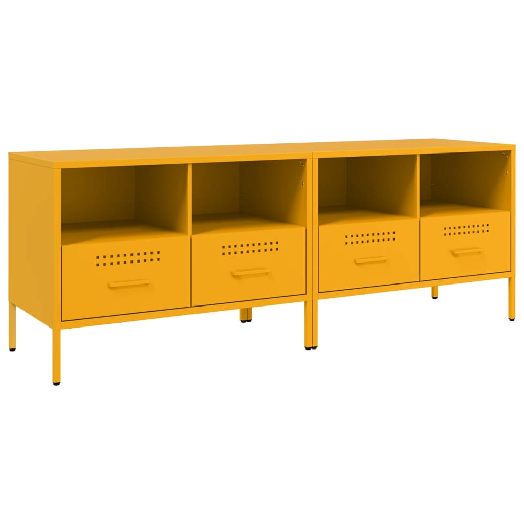 2 Piece TV Cabinet Set Mustard Yellow 68x39x50,5 cm Steel