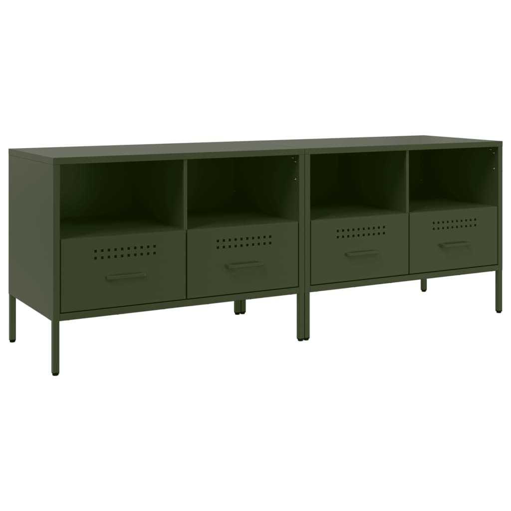 2 Piece TV Cabinet Set Olive Green 68x39x50,5 cm Steel