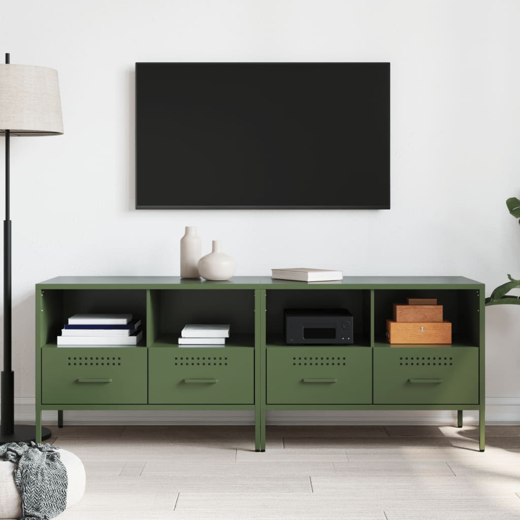 2 Piece TV Cabinet Set Olive Green 68x39x50,5 cm Steel