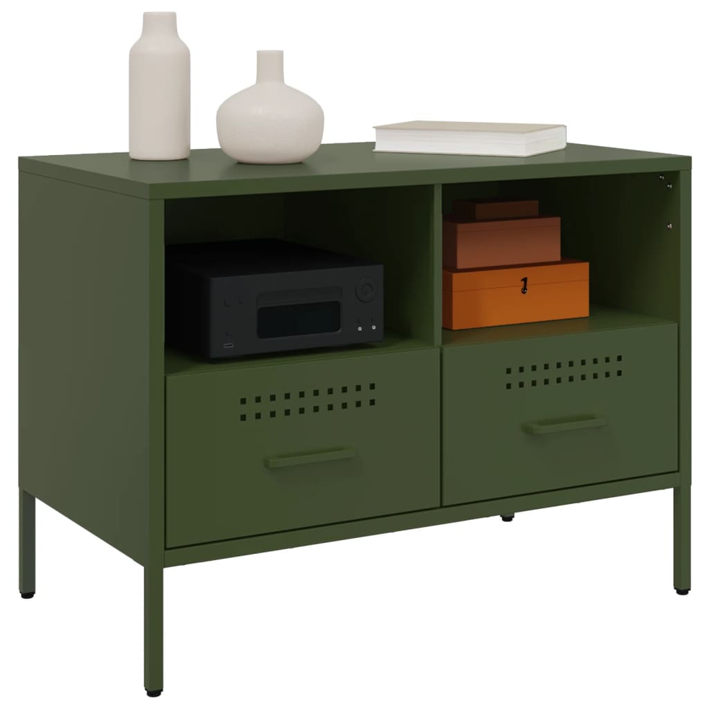 2 Piece TV Cabinet Set Olive Green 68x39x50,5 cm Steel