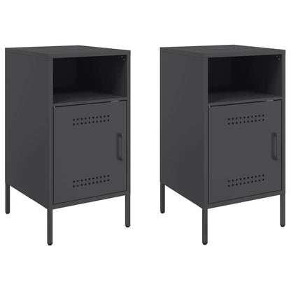 Bedside Cabinet | Set of 2 | Black | Cold-rolled steel | Adjustable Feet