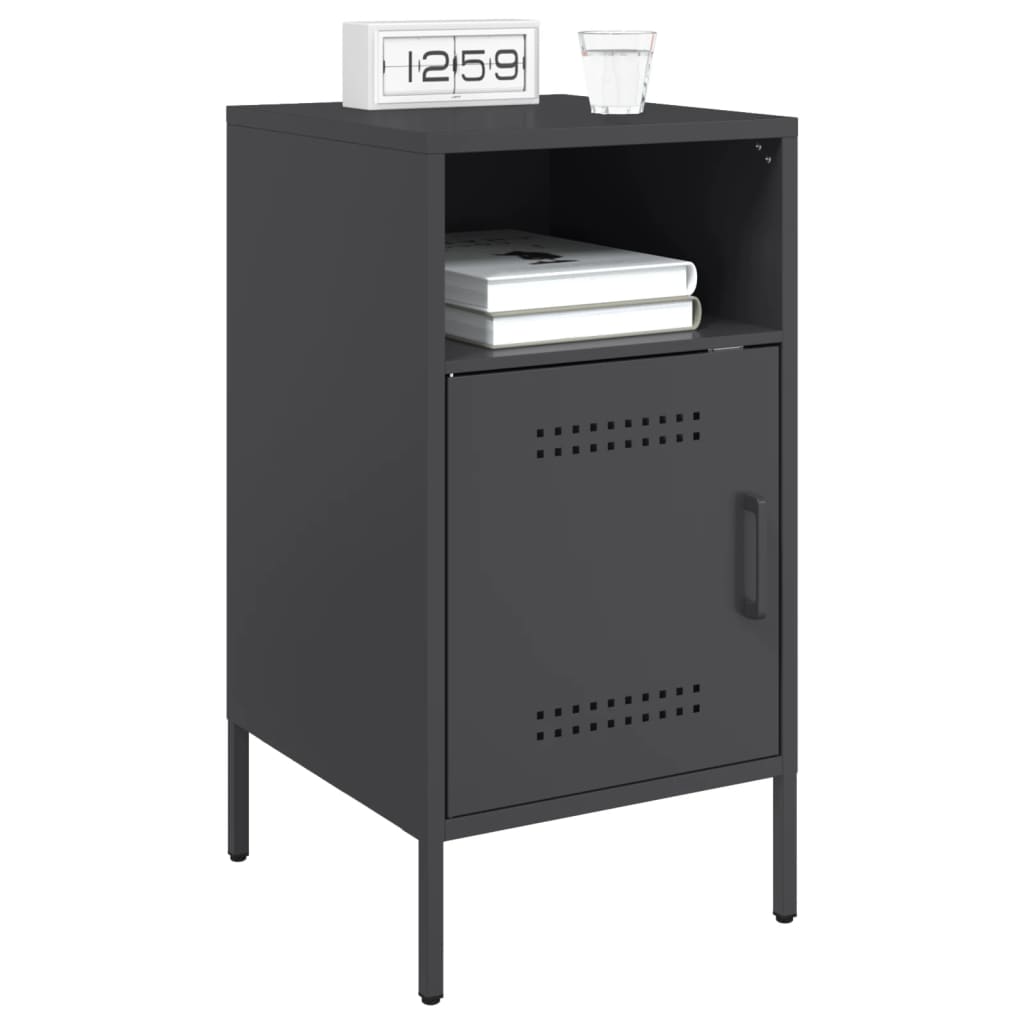Bedside Cabinet | Set of 2 | Black | Cold-rolled steel | Adjustable Feet