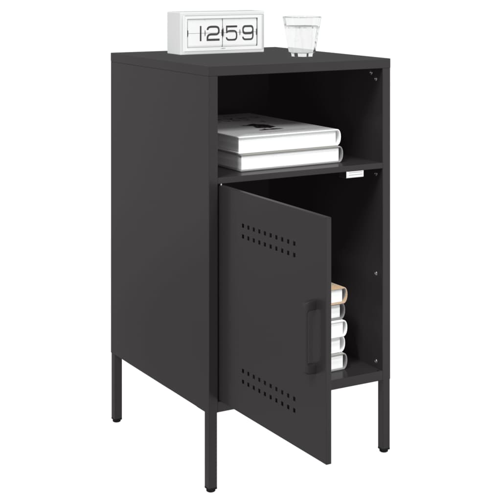 Bedside Cabinet | Set of 2 | Black | Cold-rolled steel | Adjustable Feet