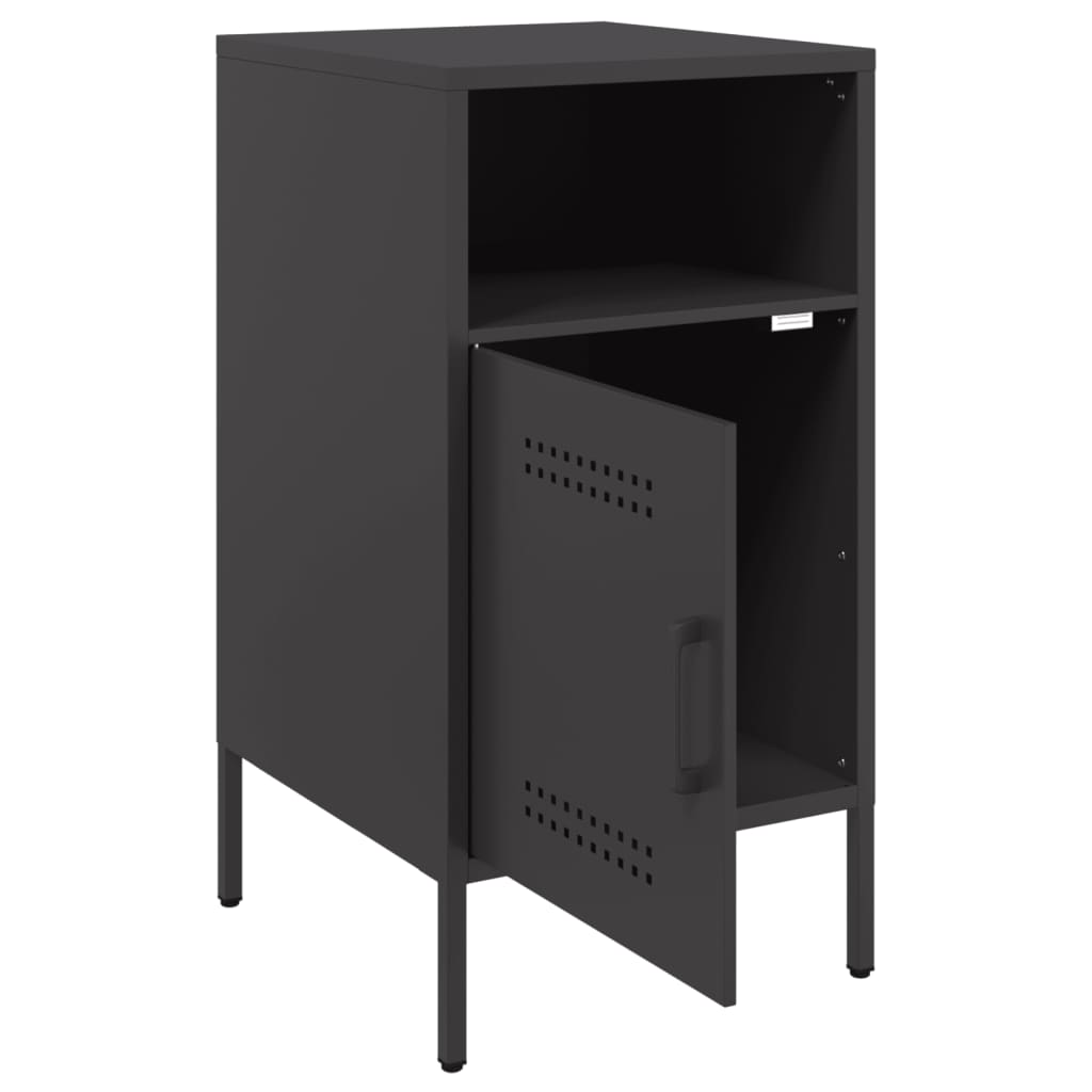 Bedside Cabinet | Set of 2 | Black | Cold-rolled steel | Adjustable Feet