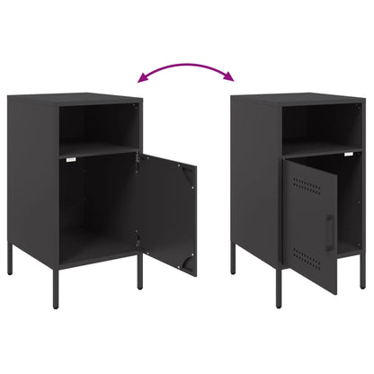 Bedside Cabinet | Set of 2 | Black | Cold-rolled steel | Adjustable Feet