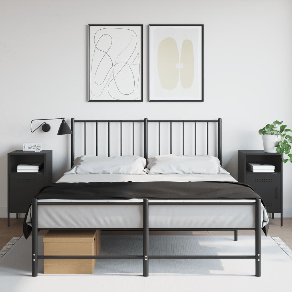 Bedside Cabinet | Set of 2 | Black | Cold-rolled steel | Adjustable Feet