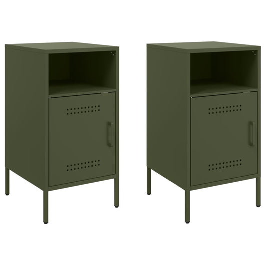 Bedside Cabinets 2 pcs Olive Green 36x39x68 cm Steel