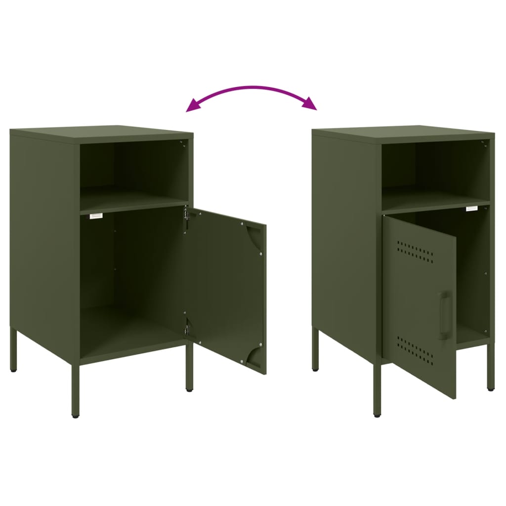 Bedside Cabinets 2 pcs Olive Green 36x39x68 cm Steel