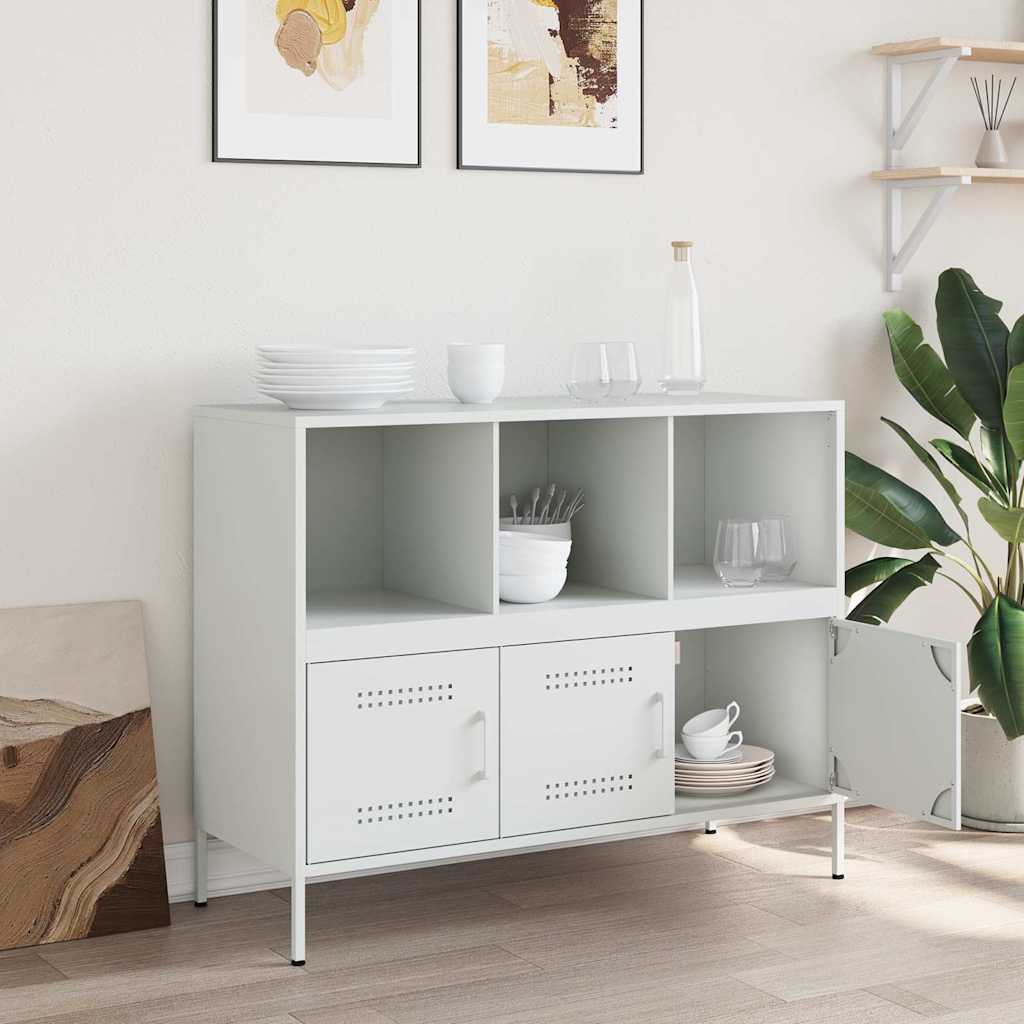 Sideboard White 100,5x39x79 cm Steel
