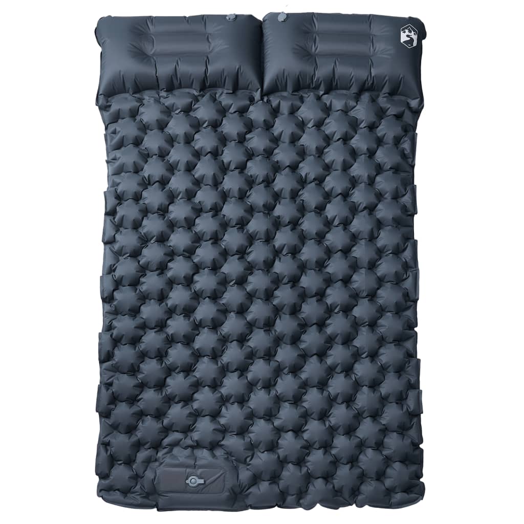 Self Inflating Camping Mattress with Pillows 2-Person Grey