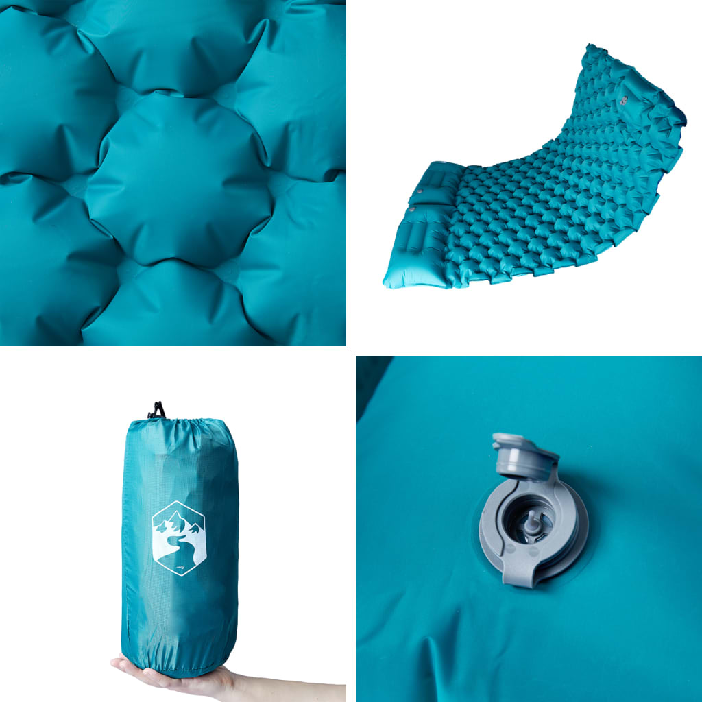 Self Inflating Camping Mattress with Pillows 2-Person Blue