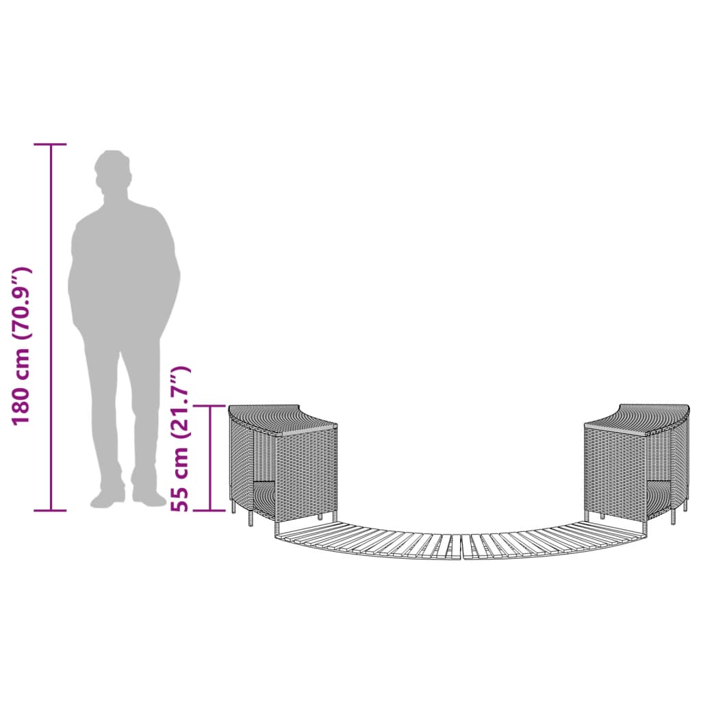 Hot Tub Surround Black Poly Rattan and Solid Wood Acacia