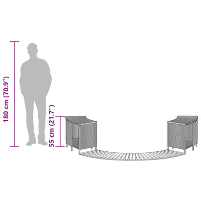 Hot Tub Surround Black Poly Rattan and Solid Wood Acacia