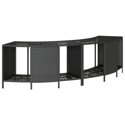 Hot Tub Surround Black Poly Rattan and Solid Wood Acacia