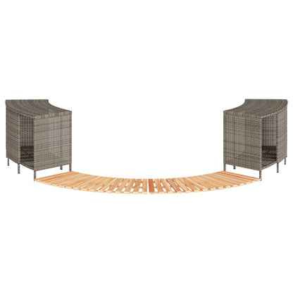 Hot Tub Surround Grey Poly Rattan and Solid Wood Acacia
