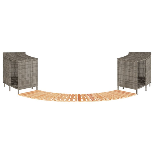 Hot Tub Surround Grey Poly Rattan and Solid Wood Acacia