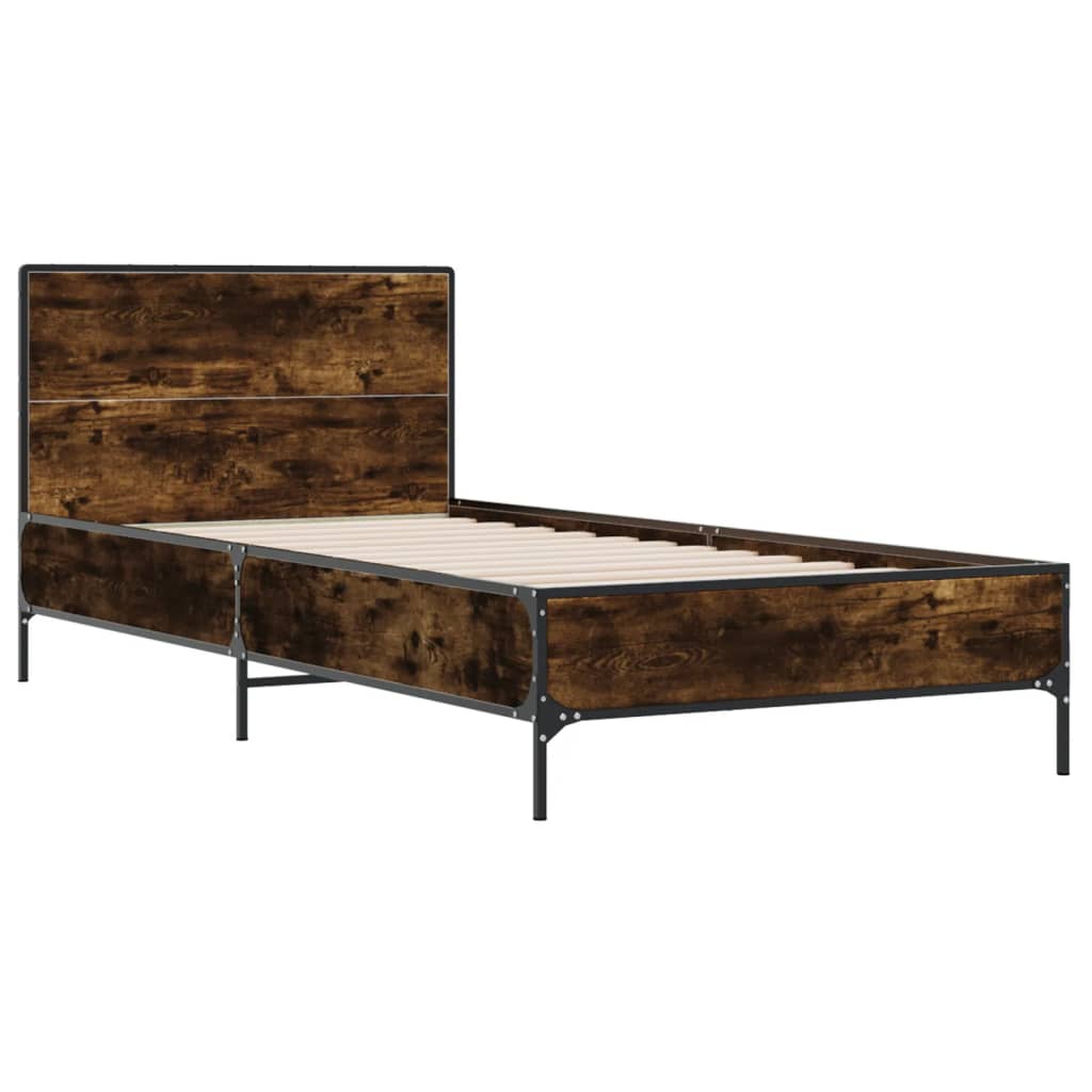 Bed Frame without Mattress Smoked Oak 90x200 cm
