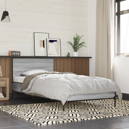 Bed Frame without Mattress Grey Sonoma 75x190 cm