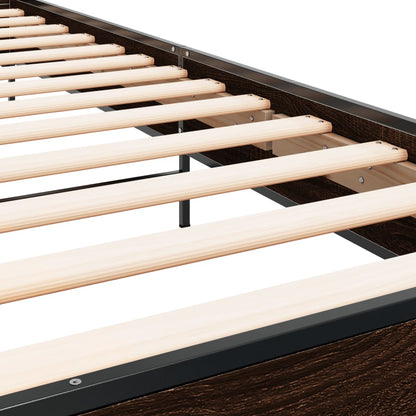 Bed Frame without Mattress Brown Oak 75x190 cm Small Single