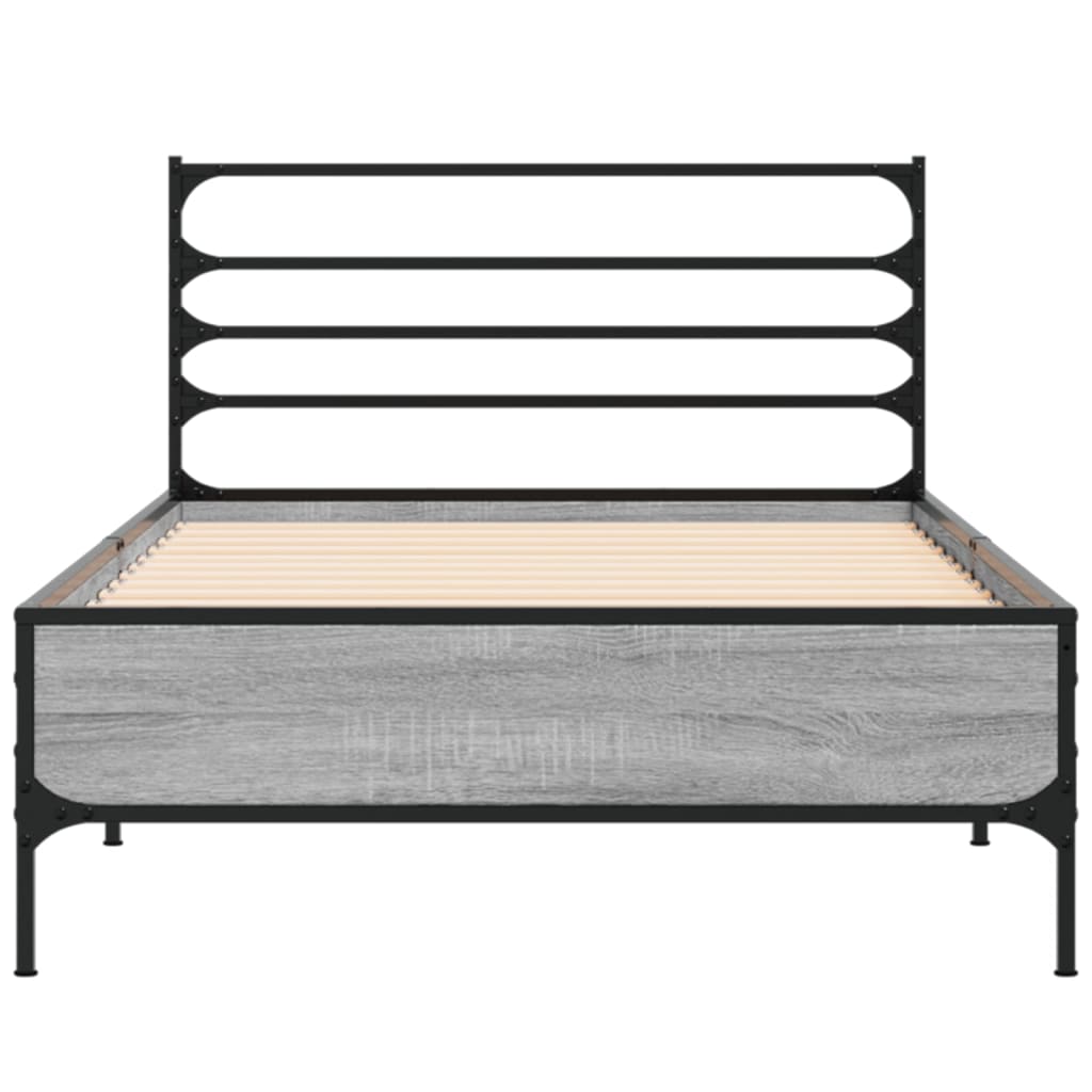 Bed Frame | Grey Sonoma | Engineered wood, Metal, Plywood | Single