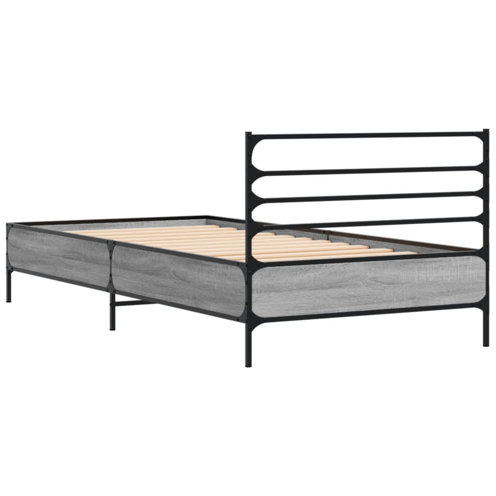 Bed Frame | Grey Sonoma | Engineered wood, Metal, Plywood | Single