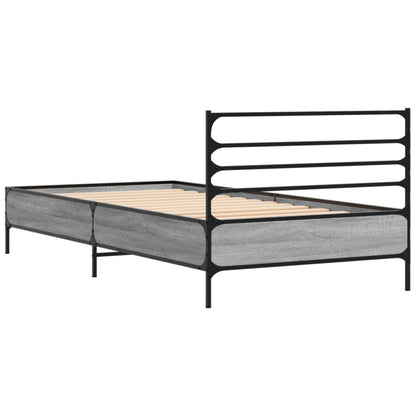 Bed Frame | Grey Sonoma | Engineered wood, Metal, Plywood | Single