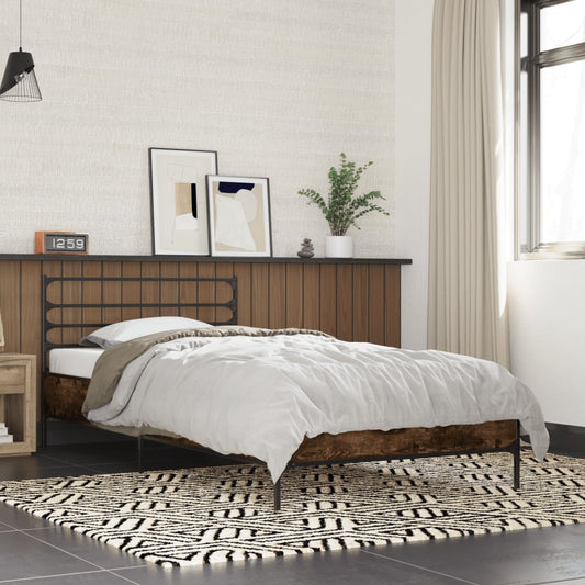 Bed Frame without Mattress Smoked Oak 75x190 cm Small Single