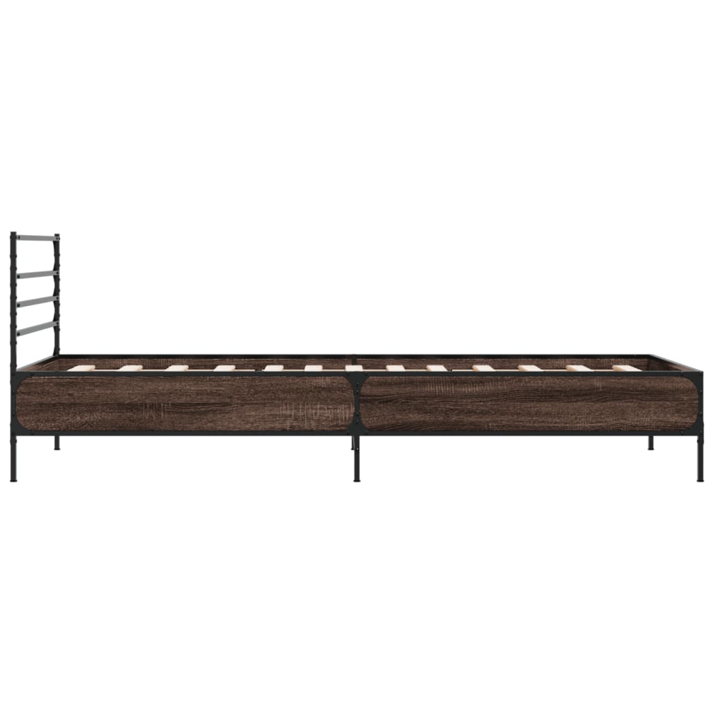Bed Frame | Brown Oak | Engineered wood, Metal | Small Single |  Durable