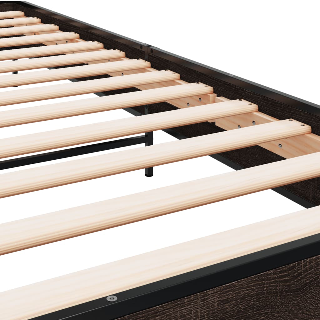 Bed Frame | Brown Oak | Engineered wood, Metal | Small Single |  Durable