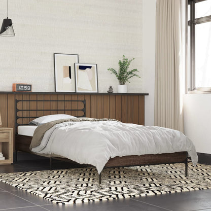 Bed Frame | Brown Oak | Engineered wood, Metal | Small Single |  Durable