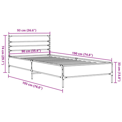 Bed Frame without Mattress Black 90x190 cm