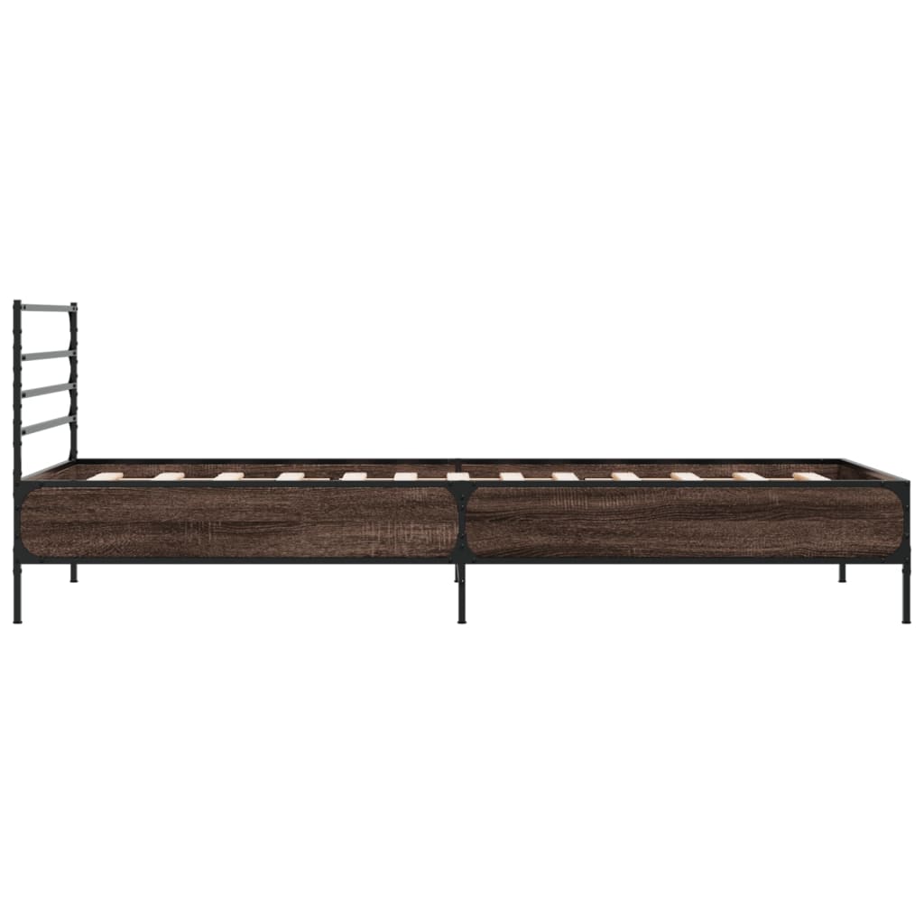 Bed Frame | Brown Oak | Engineered wood with metal legs | Single