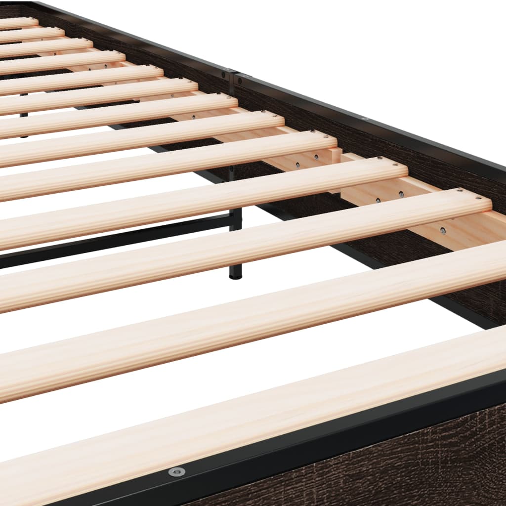 Bed Frame | Brown Oak | Engineered wood with metal legs | Single