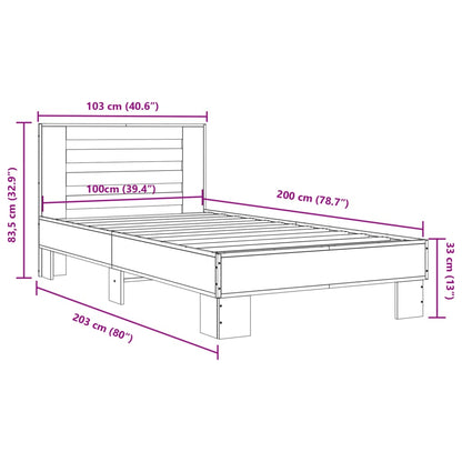 Bed Frame | Grey Sonoma | Engineered wood, metal | Single