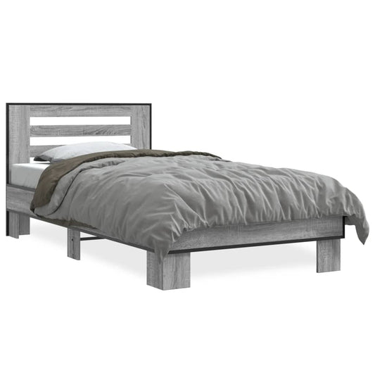 Bed Frame without Mattress Grey Sonoma 75x190 cm