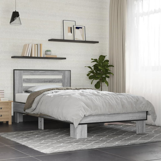 Bed Frame without Mattress Grey Sonoma 75x190 cm