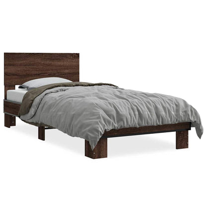 Bed Frame | Brown oak | Engineered wood, metal, plywood | Single