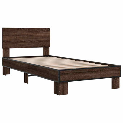 Bed Frame | Brown oak | Engineered wood, metal, plywood | Single