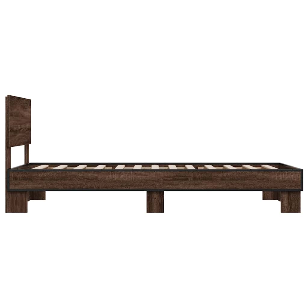 Bed Frame | Brown oak | Engineered wood, metal, plywood | Single
