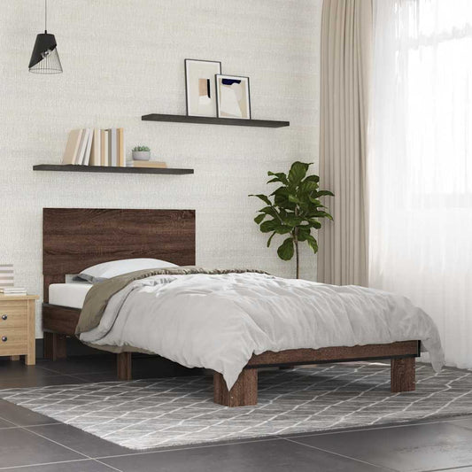 Bed Frame without Mattress Brown Oak 75x190 cm