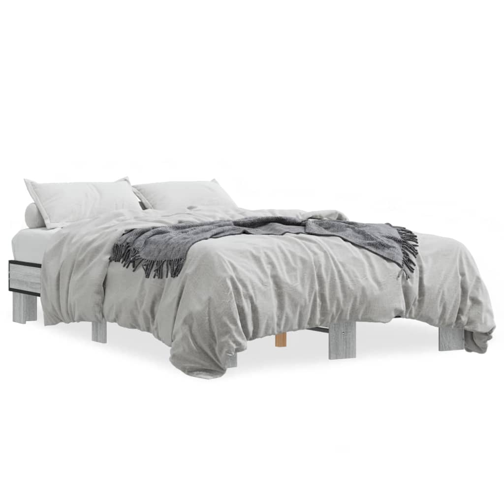 Bed Frame without Mattress Grey Sonoma 140x200 cm