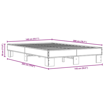 Bed Frame without Mattress Grey Sonoma 140x200 cm