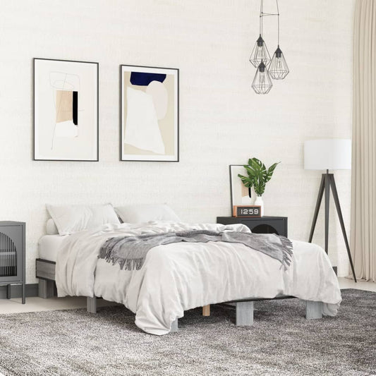 Bed Frame without Mattress Grey Sonoma 140x200 cm