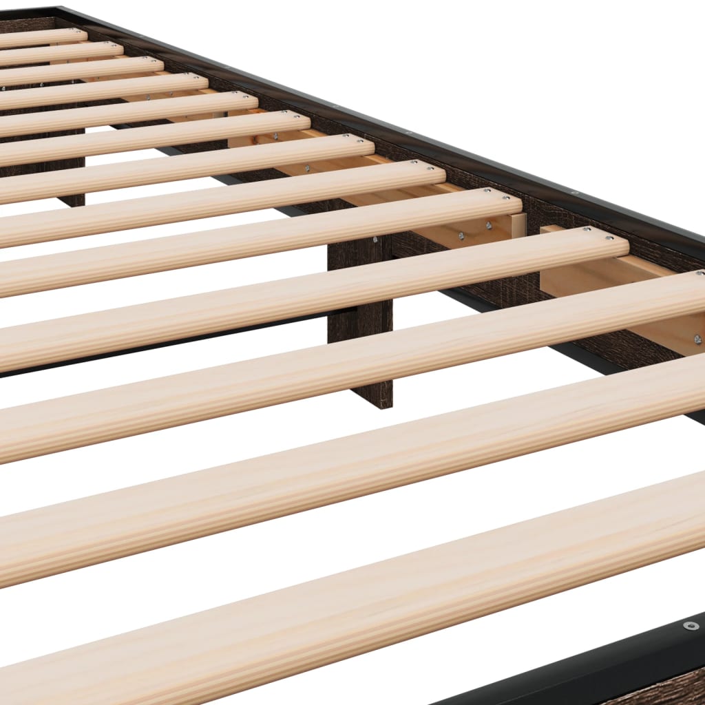 Bed Frame without Mattress Brown Oak 100x200 cm
