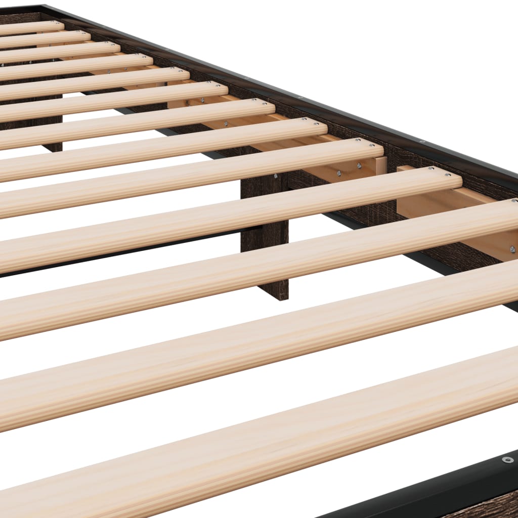 Bed Frame without Mattress Brown Oak 75x190 cm Small Single