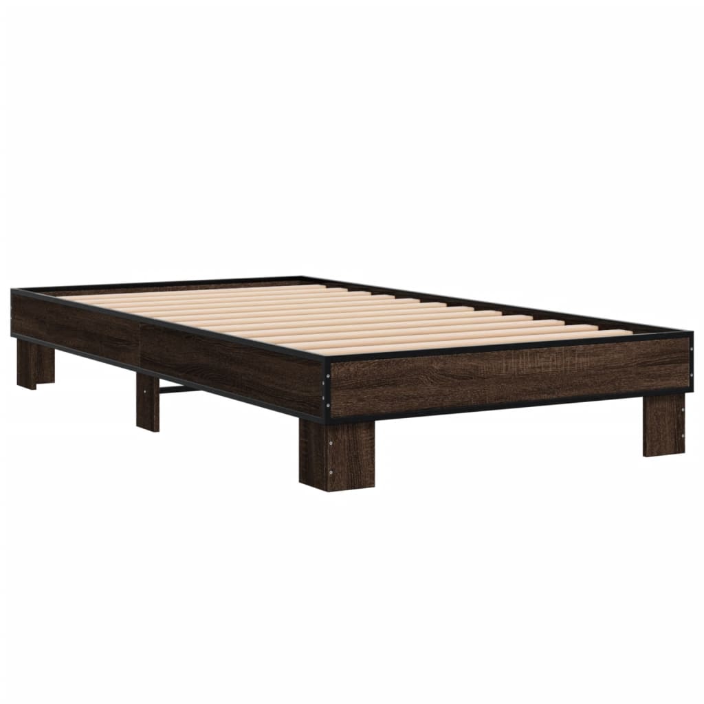 Bed Frame without Mattress Brown Oak 90x190 cm Single