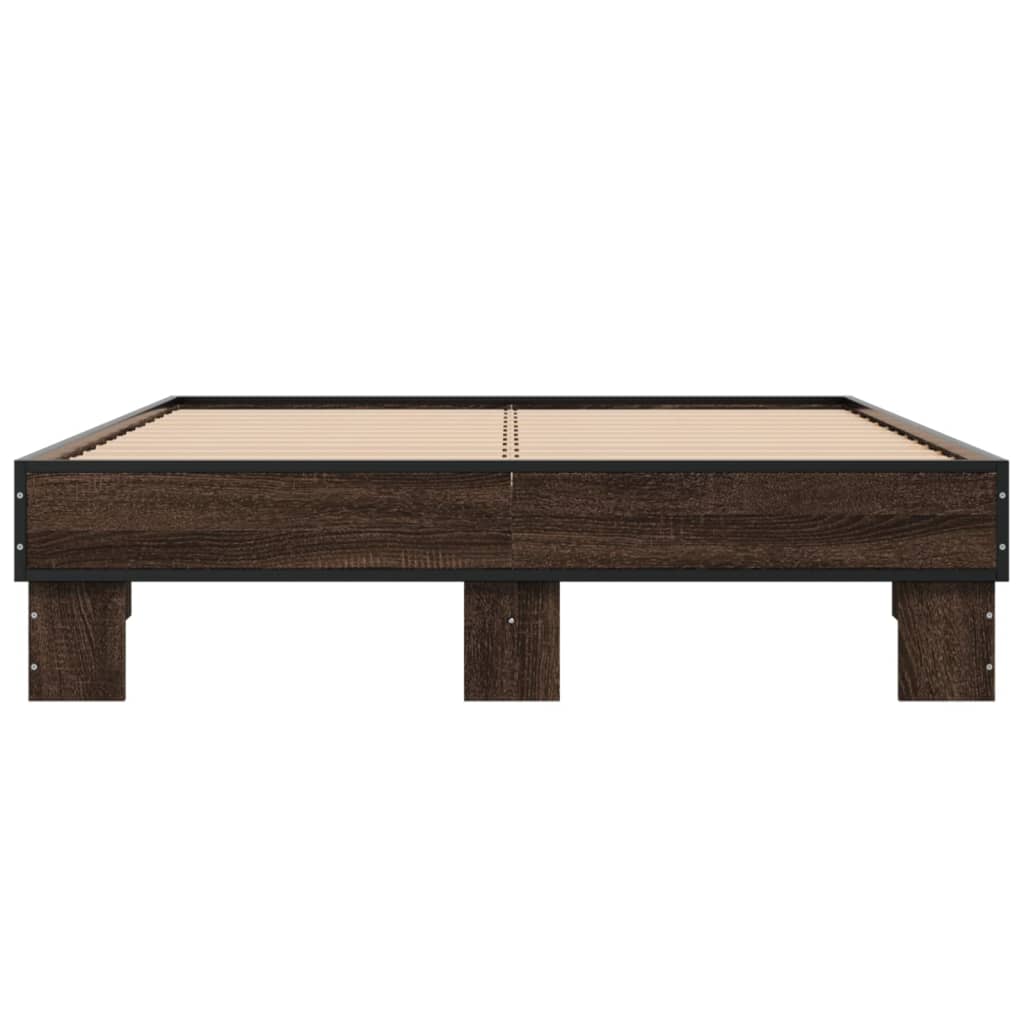 Bed Frame without Mattress Brown Oak 135x190 cm Double
