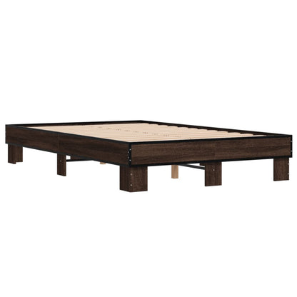 Bed Frame without Mattress Brown Oak 135x190 cm Double