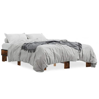 Bed Frame without Mattress Smoked Oak 140x190 cm